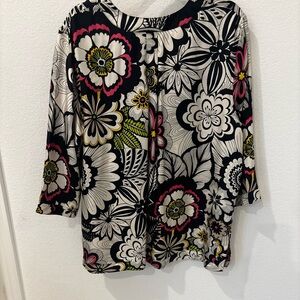 Jones New York Navy Floral Blouse